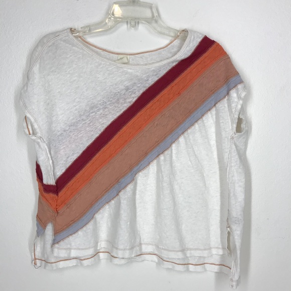 Free People Tops - Free People striped white tee size XS